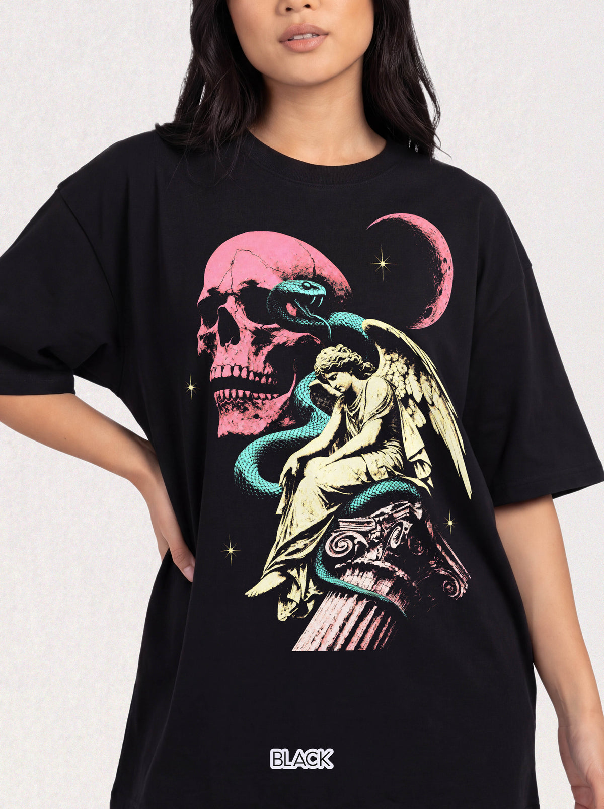 Skull Snake Angel T-Shirt - Retro Gothic Vintage Graphic Tee