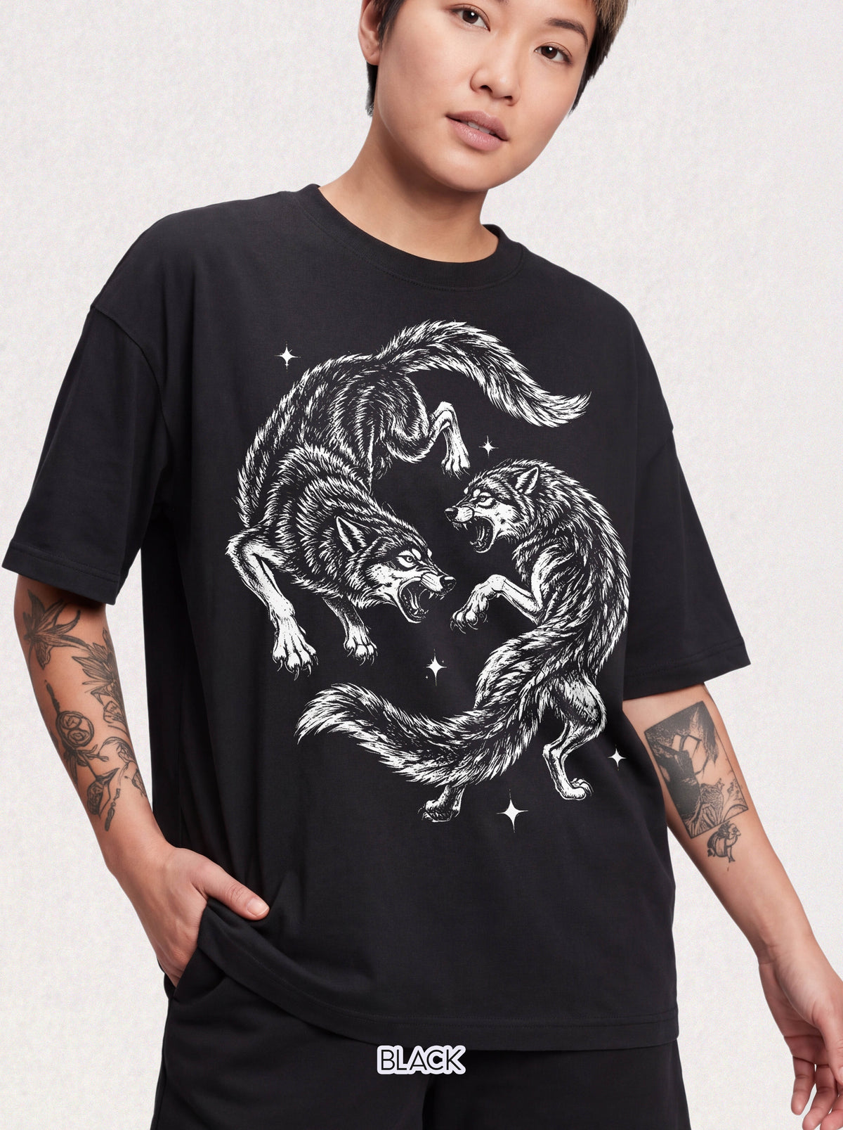 Twin Wolves T-Shirt - 90s Vintage Dark Nature Graphic Tee