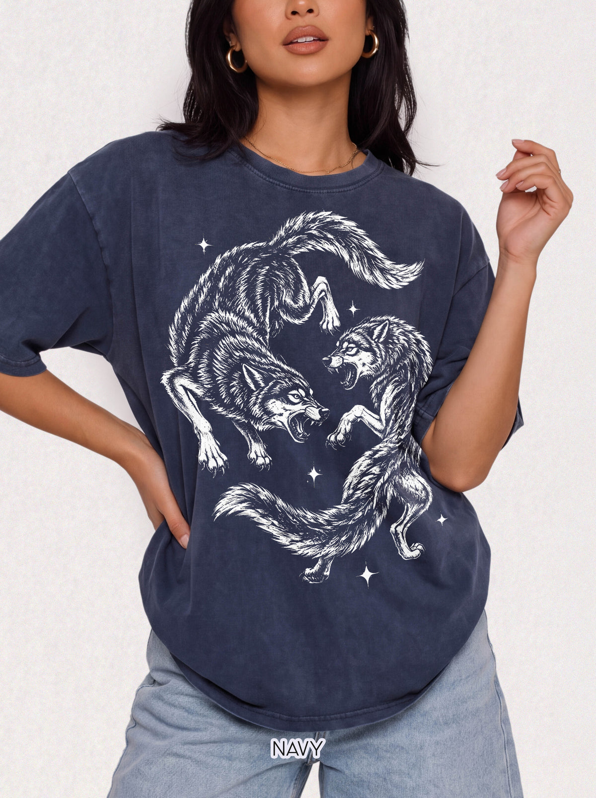 Twin Wolves Classic Tee | 90s Vintage | Dark Nature Wolf