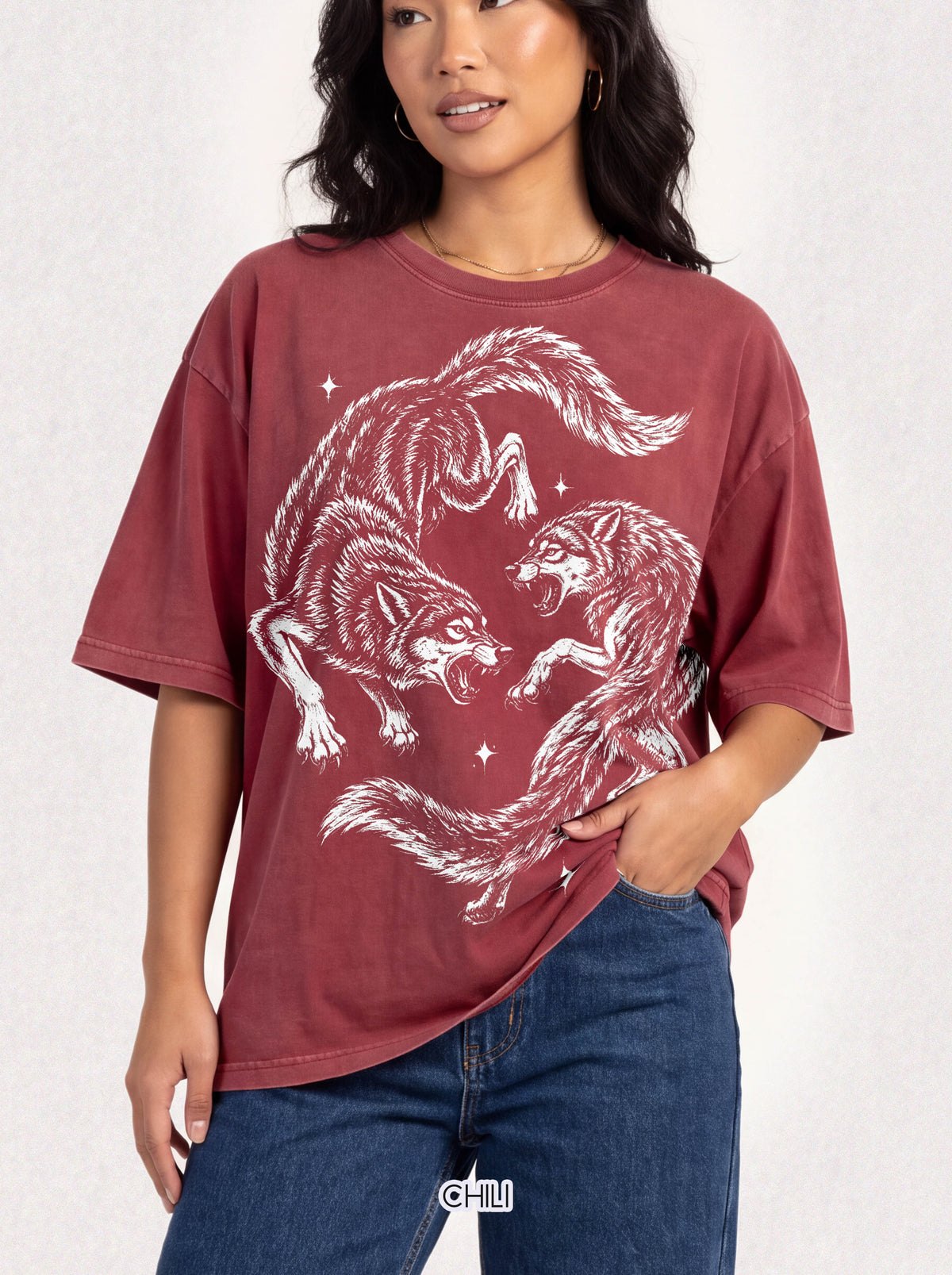 Twin Wolves Classic Tee | 90s Vintage | Dark Nature Wolf