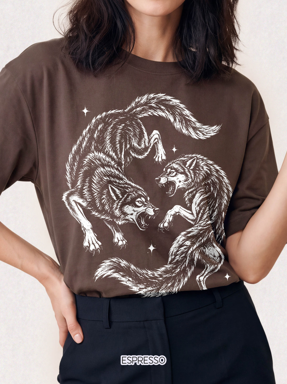 Twin Wolves Classic Tee | 90s Vintage | Dark Nature Wolf