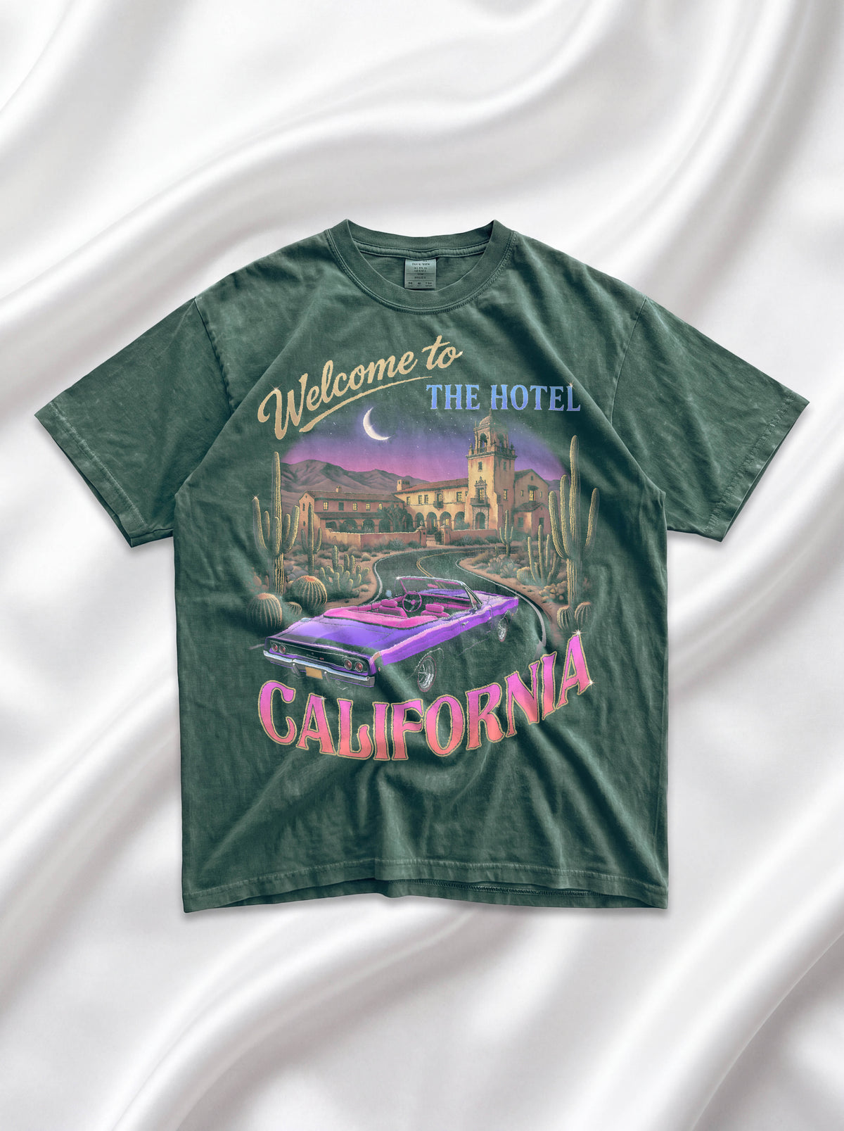 Hotel California Classic Tee | Retrowave Car | Vaporwave Art