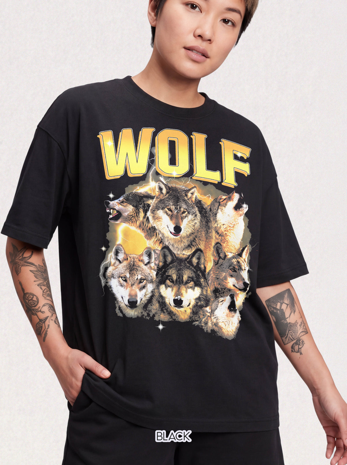 Wolf Lightning T-Shirt - Vintage 90s Animal Lover Graphic Tee