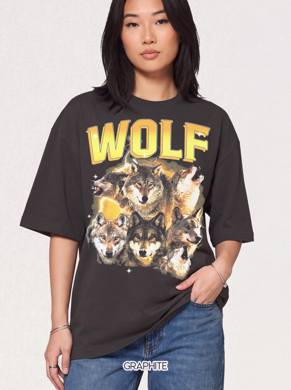Wolf Lightning Classic Tee | Vintage 90s | Animal Lover Gift