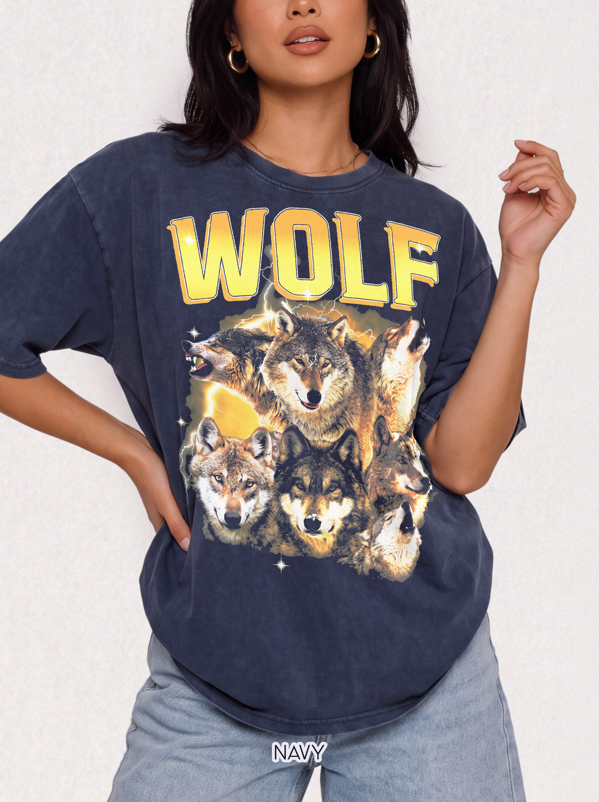 Wolf Lightning Classic Tee | Vintage 90s | Animal Lover Gift