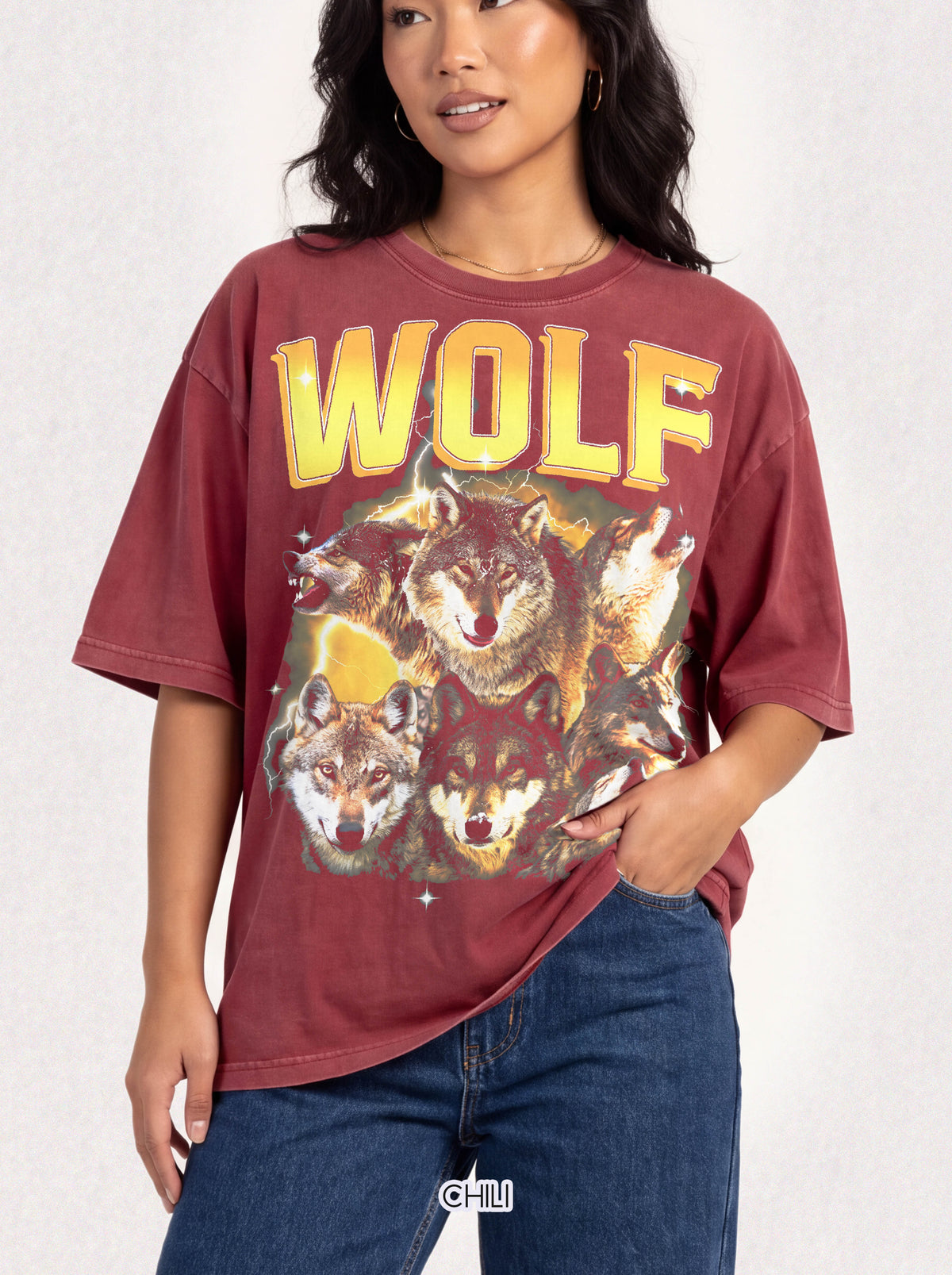 Wolf Lightning Classic Tee | Vintage 90s | Animal Lover Gift