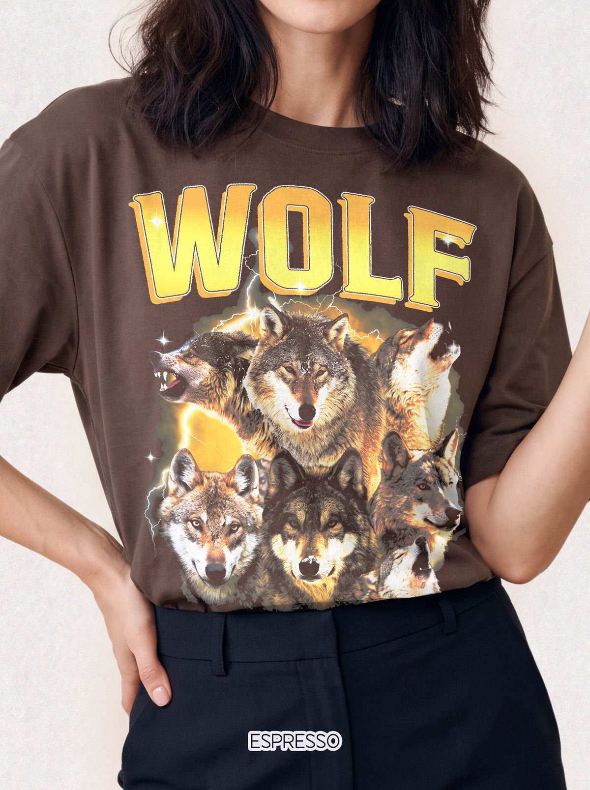 Wolf Lightning Classic Tee | Vintage 90s | Animal Lover Gift