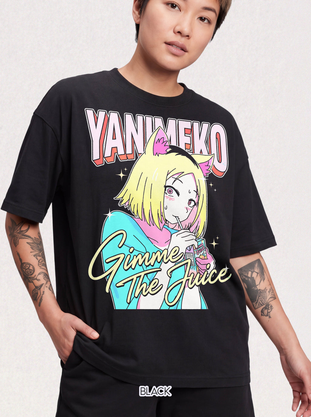 Gimme The Juice Anime Cat Girl T-Shirt - Retro 90s Graphic Tee