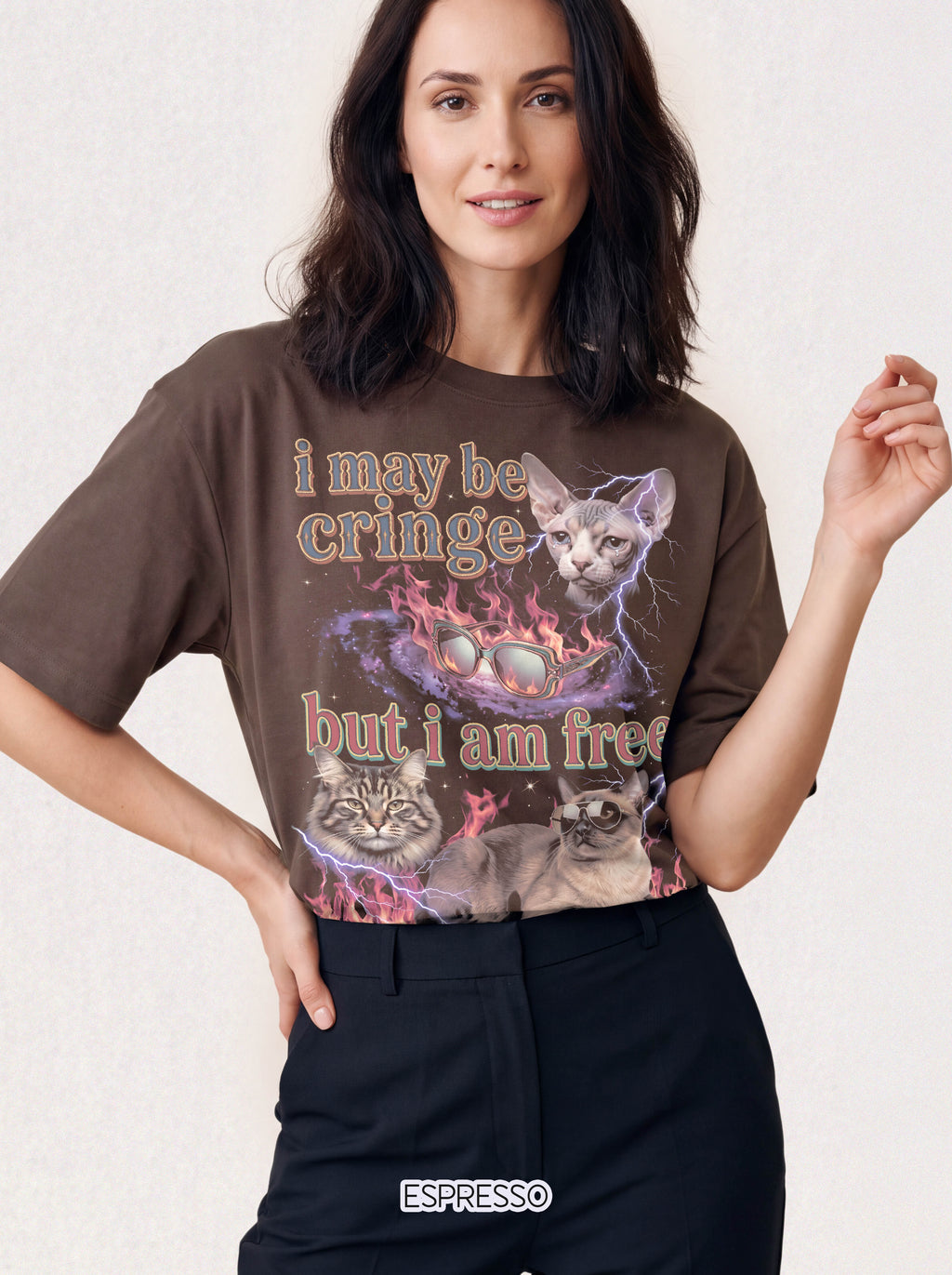 I May Be Cringe But I Am Free Classic Tee | Galaxy Cat | Space Meme